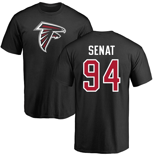 Atlanta Falcons Men Black Deadrin Senat Name And Number Logo NFL Football #94 T Shirt->atlanta falcons->NFL Jersey